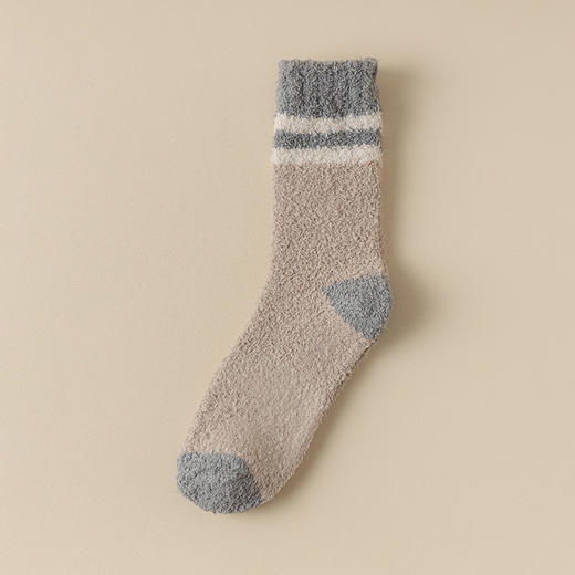 【告别寒冷！不再冻脚】珊瑚绒袜子男秋冬中筒袜加绒加厚地板袜男士撞色保暖家居睡眠长袜。ry 商品图7