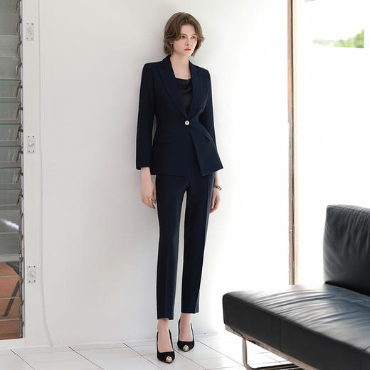 IWY/秋冬款藏青西装小腿裤套装气质高端干练一粒扣商务接待职业装CP1909 商品图0