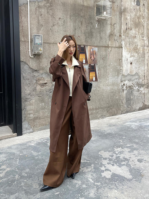 反领假两件撞色长风衣 9521010074 商品图6