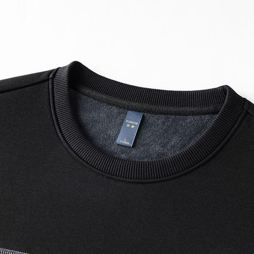 【加绒加厚 蚕丝混纺】罗蒙秋冬男装加绒卫衣男时尚休闲印花字母卫衣男保暖卫衣 商品图8