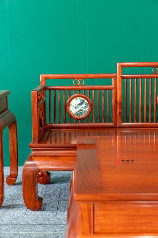 红桥红  家具严选  缅甸花梨（大果紫檀）【嵌云石 梳背沙发 123六件套】 商品图3