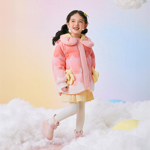 年衣童装儿童羽绒服女童冬装女孩中长款三防保暖甜美造型款外套（送蛇年抱枕）N1244346A15 商品图9