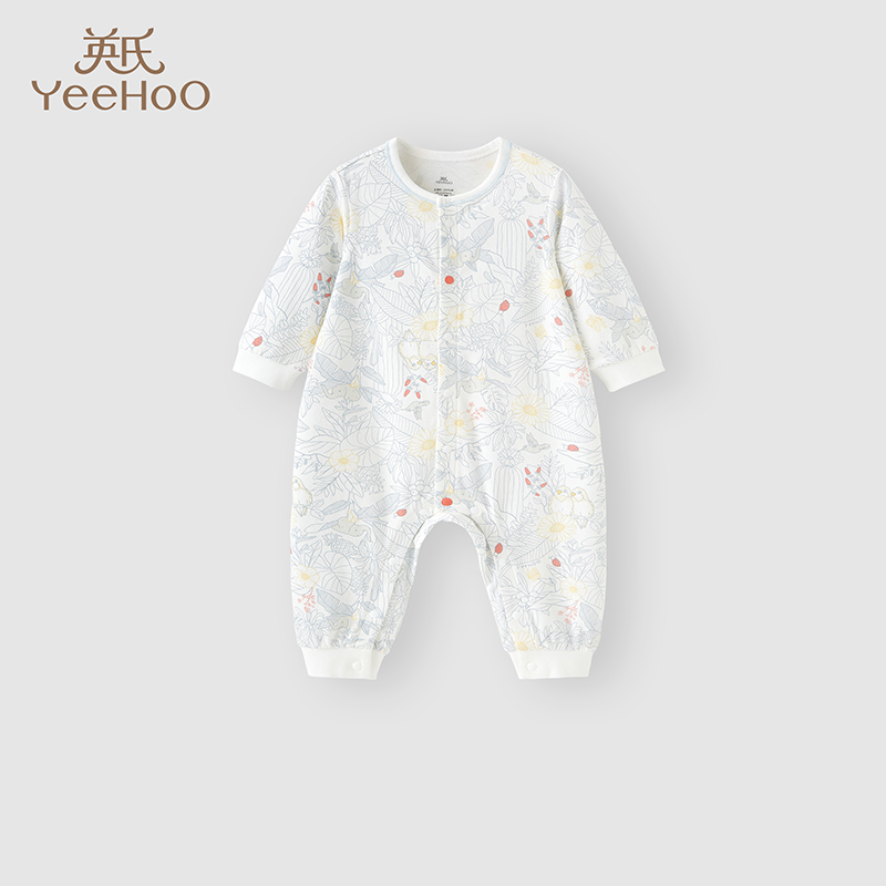 【新会员5折内购】英氏婴儿衣服宝宝秋装连体衣新生婴幼儿哈衣初生春秋纯棉和尚爬服