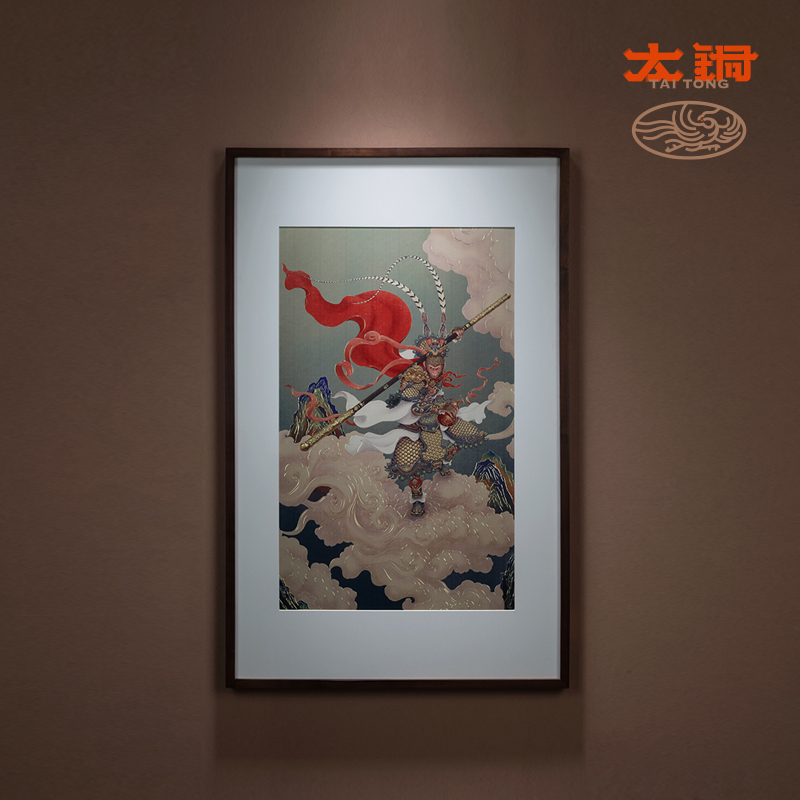 太铜 手工錾刻 铜雕画《福禄齐天》客厅玄关画沙发背景墙装饰画