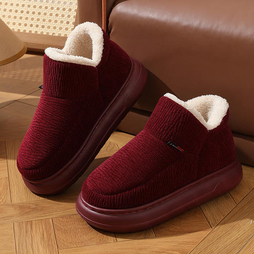 【中老年人高帮棉鞋】冬季厚底加绒加厚全包跟棉鞋 纯色耐脏老人老棉鞋 商品图3