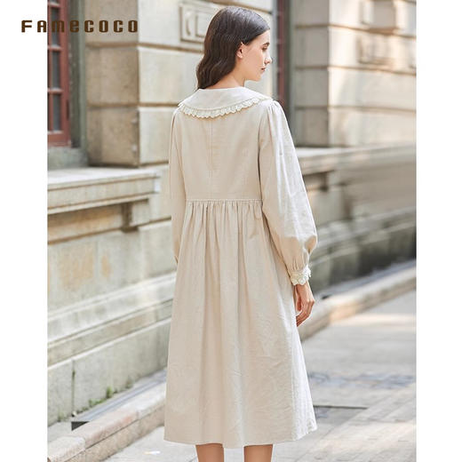 Famecoco范可儿连衣裙纯棉娃娃领高腰文艺女装长裙FAB8FA011 商品图2