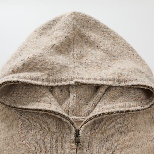 谜底连帽针织开衫女2024冬新品文艺风绣花百搭保暖毛衣244MZ1861 商品图3