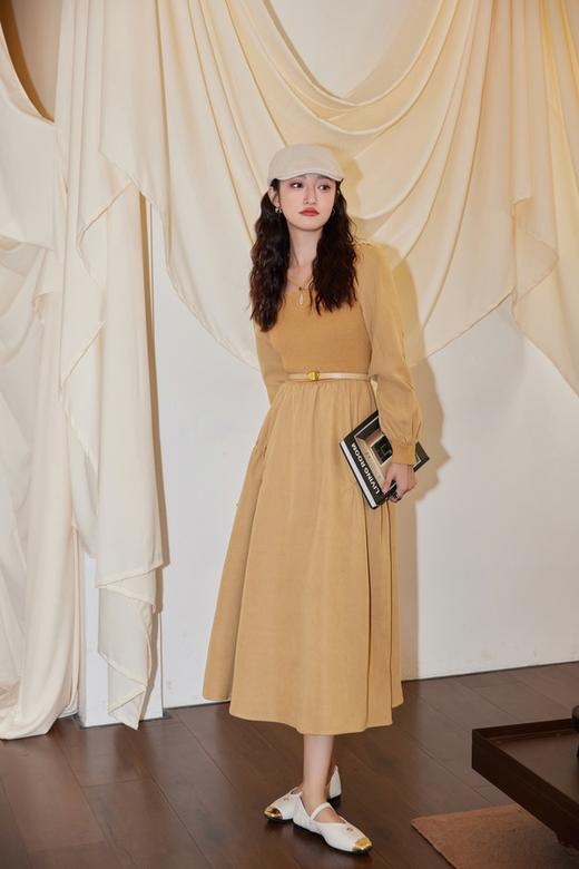 amadella 姜黄色针织拼接式连衣裙 19094 商品图1