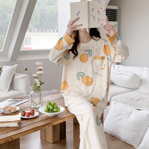自然醒秘语牛奶丝睡衣女春秋款长袖秋冬季套头可爱卡通家居服套装QH 商品图9