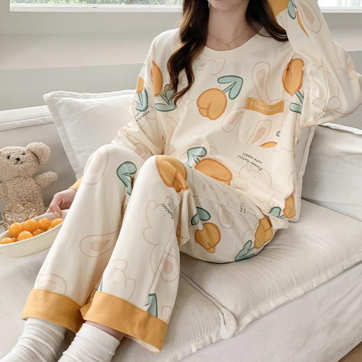 自然醒秘语牛奶丝睡衣女春秋款长袖秋冬季套头可爱卡通家居服套装QH 商品图3