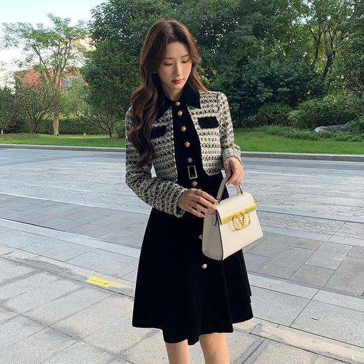 奢姿2025秋冬季新款大码女装气质拼接裙子胖妹妹法式假两件连衣裙9944855177 商品图3