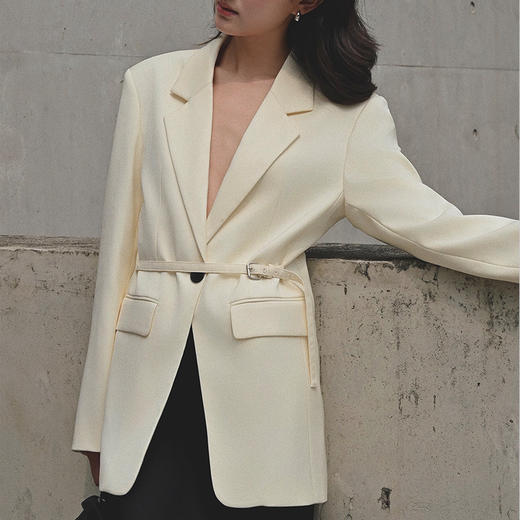 【顺丰包邮】75912 洛诗琳秋冬新款宽松醋酸羊毛收腰西装外套20100 商品图0