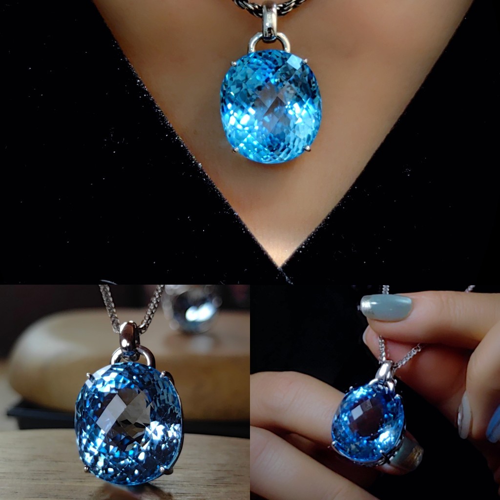 天空蓝 托帕石项坠