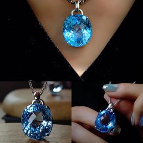 天空蓝 托帕石项坠