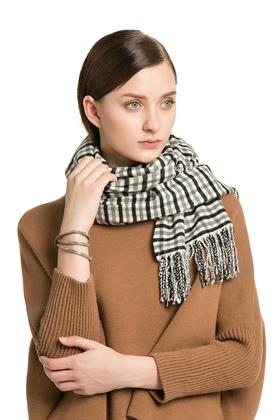 SUMMER & SAGE 经典百搭黑白格纹围巾 844