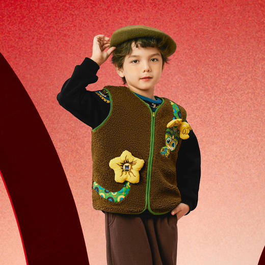 年衣童装儿童开衫马甲女2025冬新款小马褂男宝马夹背心摇粒绒 商品图2