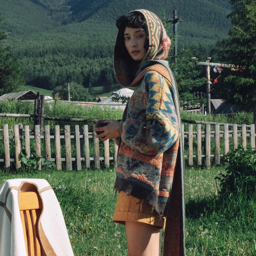 谜底特色中长针织开衫女2024冬新品民族风度假保暖毛衣244MZ1945 商品图2