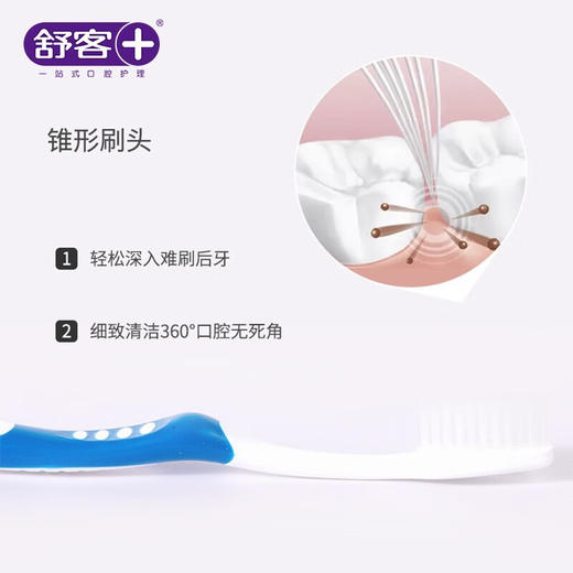 【内购专享】舒客 弹力护龈成人情侣牙刷单支装*3 旅行待客必备 新老包装随机发（颜色随机） 商品图1