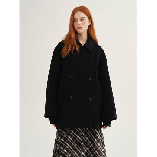 MAISON CECILE保暖厚实短款羊毛翻领双排扣大衣 商品图0