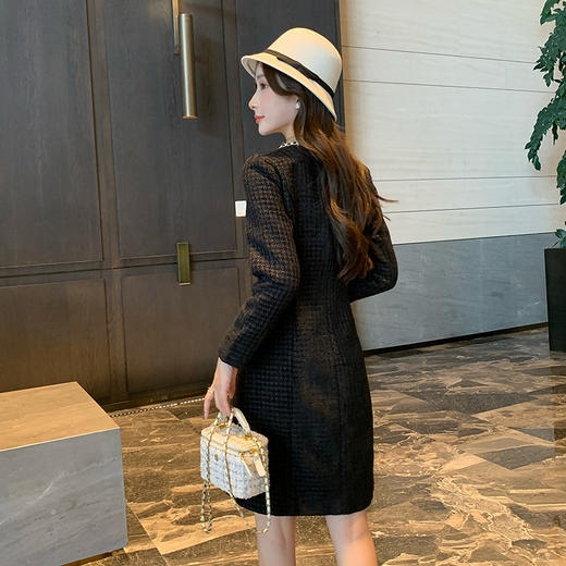 奢姿2025年秋装新款大码女装法式小香风裙子胖妹妹织带圆领连衣裙9944826624 商品图4