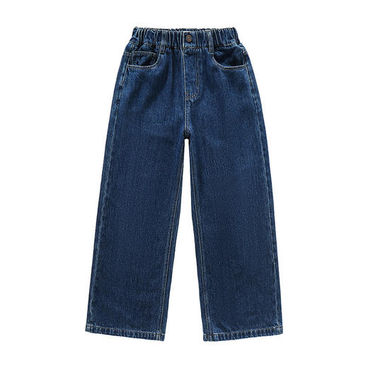 【显瘦高腰设计，舒适喇叭版型】女童裤子春秋新款 儿童深蓝牛仔裤 初秋长裤 女孩大童秋季阔腿裤-QQ 商品图4