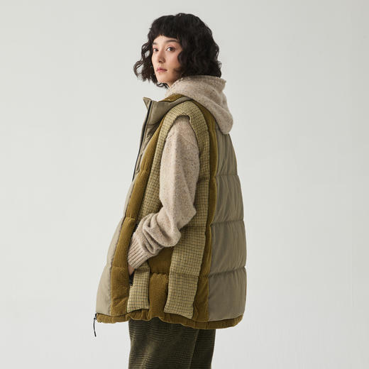 谜底羽绒马夹女2024冬季新品复古风立领拼接感鸭绒马甲244MY1662 商品图2