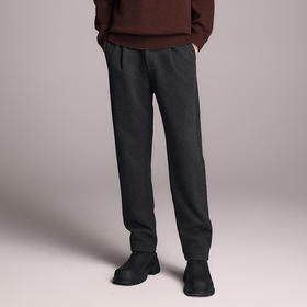 棉仓357818004-斜纹醋酸羊毛那不勒斯松紧腰单褶锥型裤