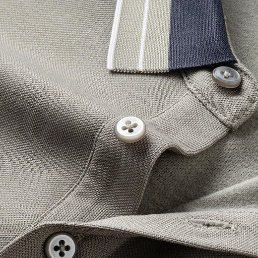 【羊毛蚕丝混纺 磨毛保暖】罗蒙秋冬男装长袖POLO衫双面磨毛撞色领翻领长袖t恤 商品图12