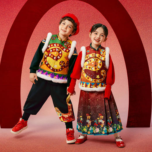 【开团】年衣 蛇年生肖棉马甲童装 时尚新款男女童冬季宝宝新中式背心拜年服唐装 商品图0