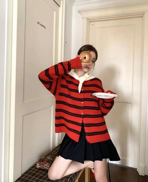 miu家敲好看的红色条纹羊毛毛衣开衫！ 商品图3