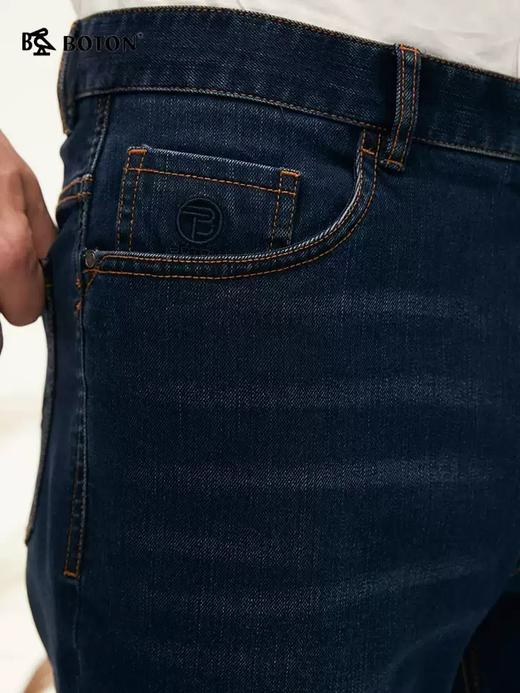 波顿秋季男士深蓝色直筒绵羊毛牛仔裤高端天丝裤子 商品图4