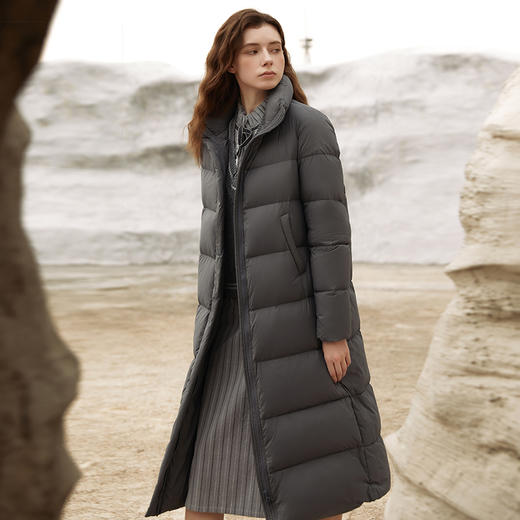 Famecoco范可儿加厚立领绗缝长款羽绒服女FAB8AH024 商品图2