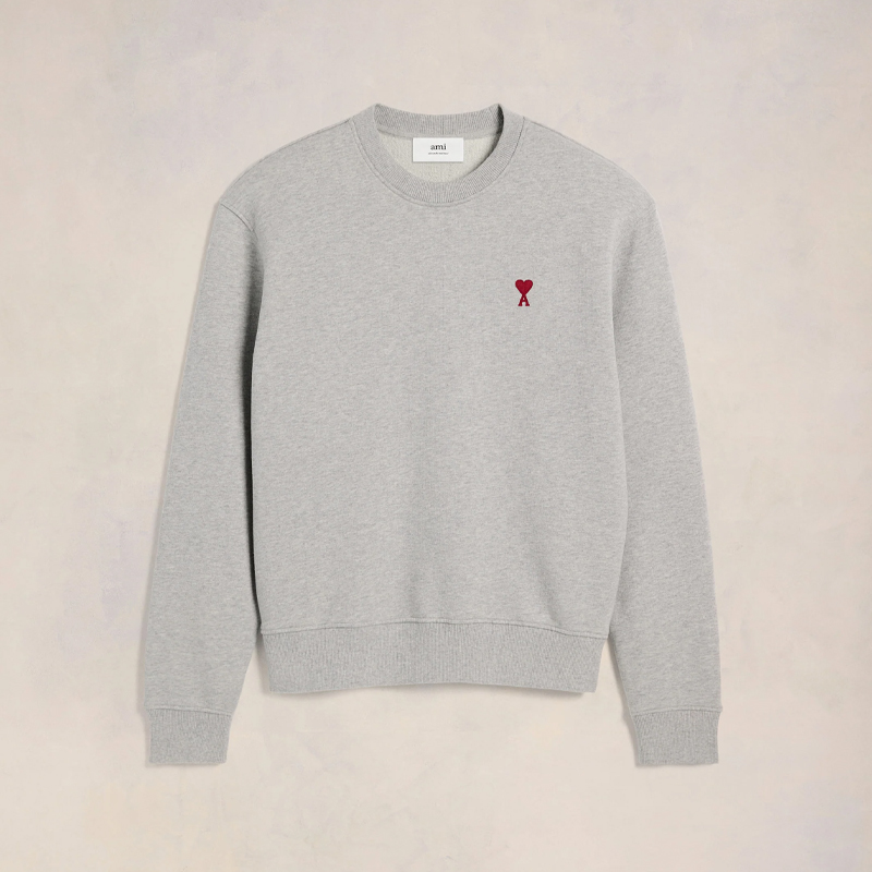 AMI 男士徽标刺绣棉质运动卫衣 灰色 BFUSW001 730 055