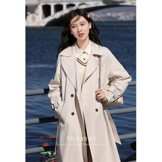 鹿向南《莱茵河畔》中长款风衣女2024新款秋季气质收腰英伦风外套 商品图3