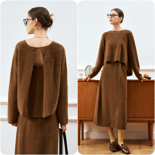 欧芮儿设计感毛织裙类套装温暖优雅 商品图1