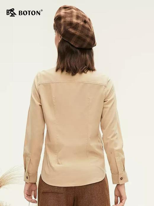 波顿秋冬季女士灯芯绒长袖衬衫高端美式休闲英伦风衬衣 商品图2