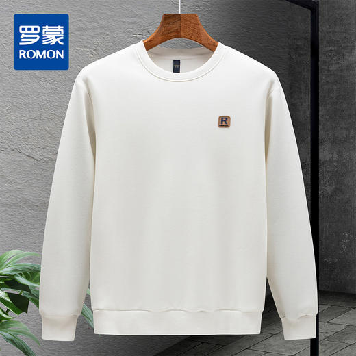 【加绒加厚】罗蒙秋冬男装卫衣抗菌含桑蚕丝加绒加厚保暖卫衣男打底T恤 商品图0