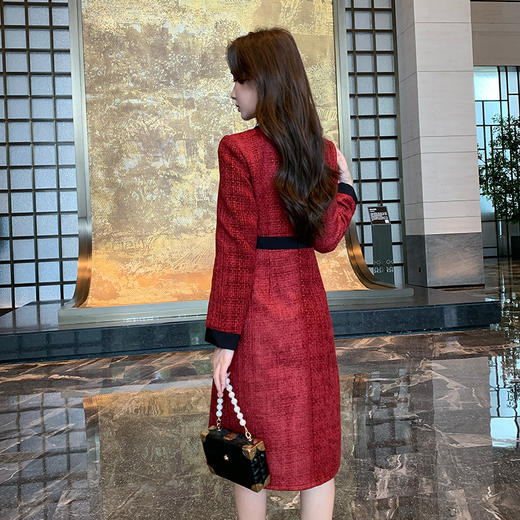 奢姿2025年秋季新款大码女装圆领气质裙子胖妹妹小香风拼接连衣裙9944855512 商品图4