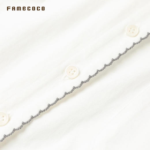 Famecoco范可儿衬衫基础款明线纯棉翻领长袖女装衬衣FAB8BH017 商品图3