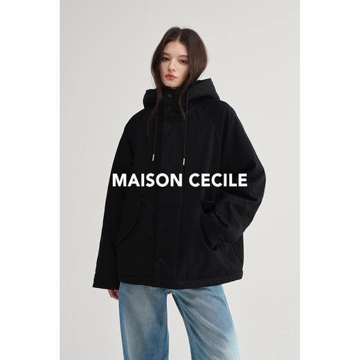 MAISON CECILE白色/黑色90白鹅绒带帽拉链羽绒服 商品图3