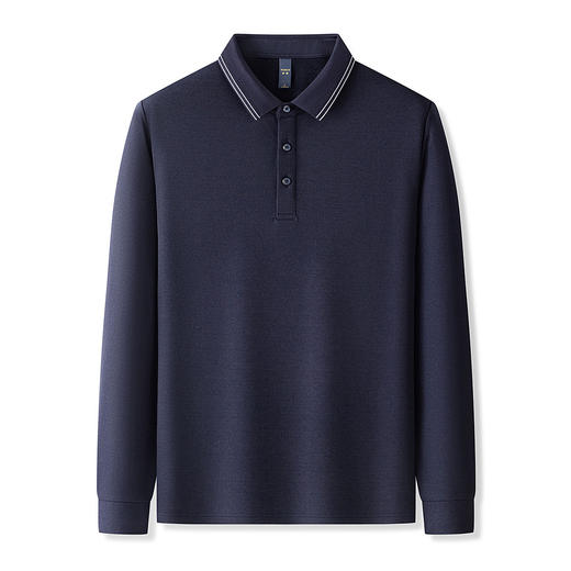 【羊毛蚕丝混纺 磨毛保暖】罗蒙秋冬男装长袖POLO衫男士商务休闲撞色领长袖polo衫男t恤 商品图8