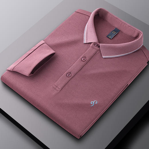 【精美刺绣 棉混纺】罗蒙春秋男装长袖POLO衫男士商务休闲打底翻领T恤男长袖 商品图11