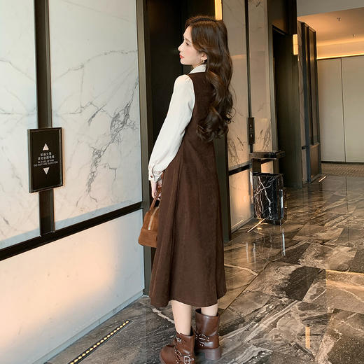 奢姿2025春季新款大码女装法式裙子胖妹妹马甲背心假两件连衣裙9943855119 商品图3