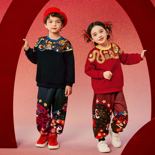 年衣蛇么都旺卫衣童装男女童卫衣秋冬儿童长袖t恤女童打底衫宝宝套头上衣加绒（送独占鳌头拼图） 商品图5