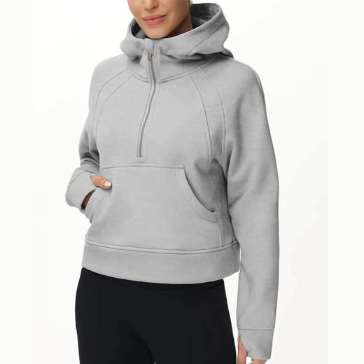 【断码清仓】积能 秋冬保暖女款跑步运动瑜伽套头连帽抓绒宽松长袖休闲卫衣 商品图2