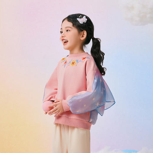 年衣童装女童卫衣长袖早秋新款儿童印花上衣女宝甜美蝴蝶造型T恤 商品图5