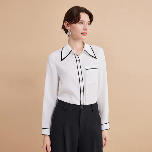 EITIE爱特爱撞色经典利落通勤百搭衬衫秋季新款C2409408 商品图3