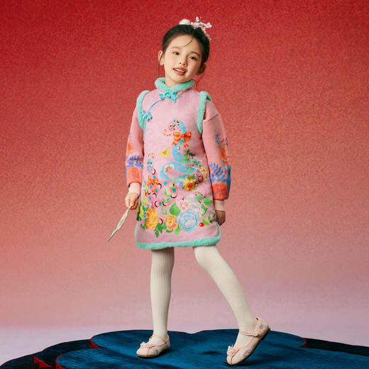 年衣童装儿童连衣裙2025新款女童背心裙秋冬季中式新年拜年服 商品图5