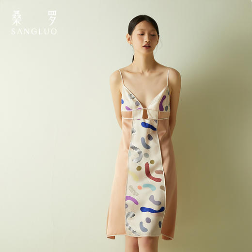 桑罗糖霜印花吊带裙深V露背睡裙女 商品图2