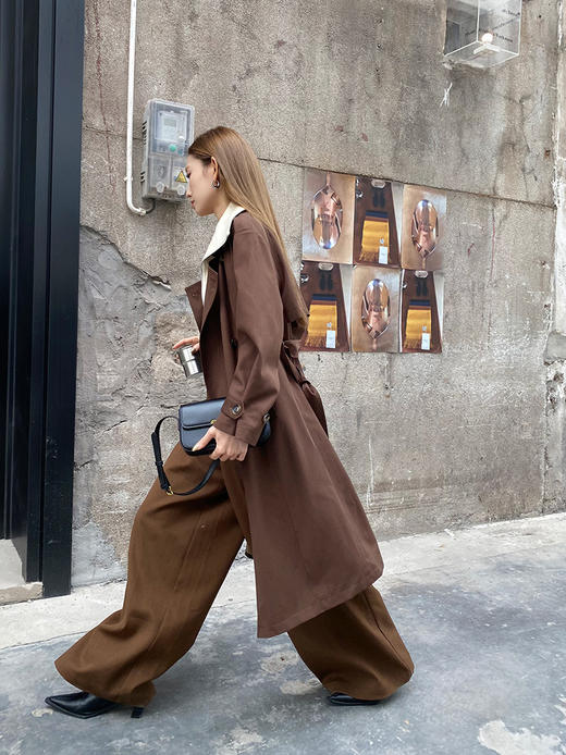 反领假两件撞色长风衣 9521010074 商品图7